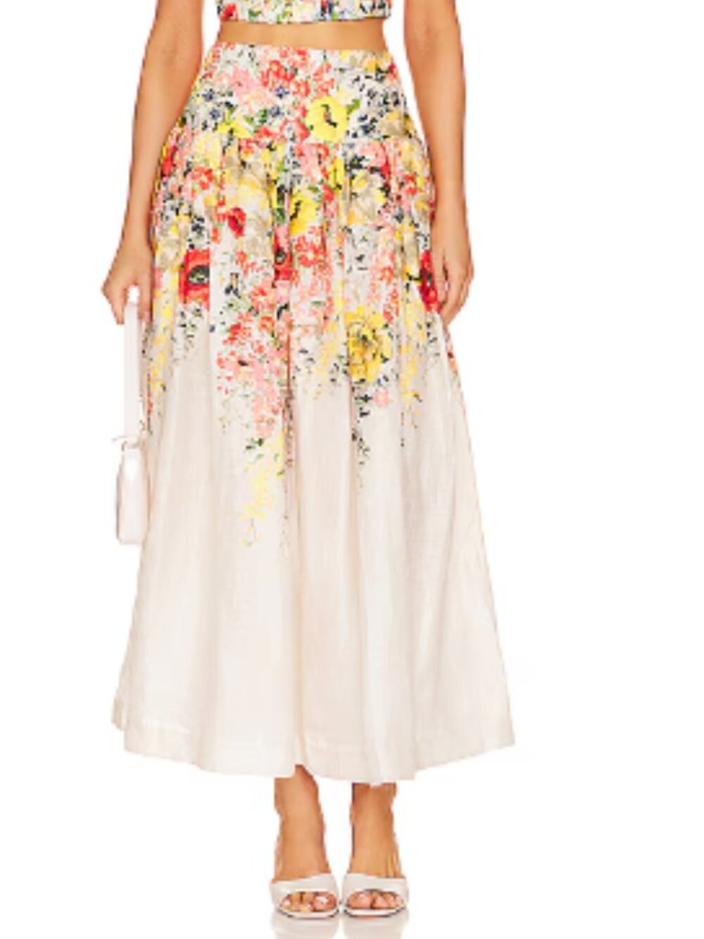 Zimmermann Alight Basque Midi Skirt Floral Linen A-Line Sz 1 (US M)